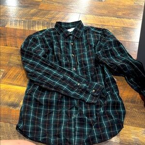 Men's Plaid Shirt - Green and Black